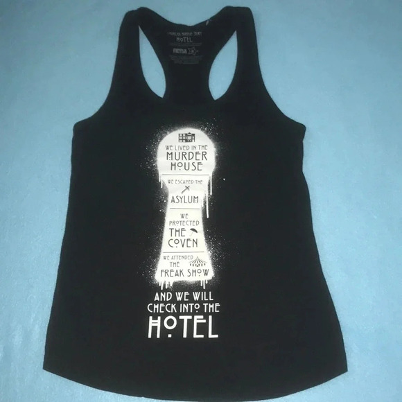 RIPPLE JUNCTION AMERICAN HORROR STORY HOTEL black muscle tank top NEW size S - Picture 1 of 6